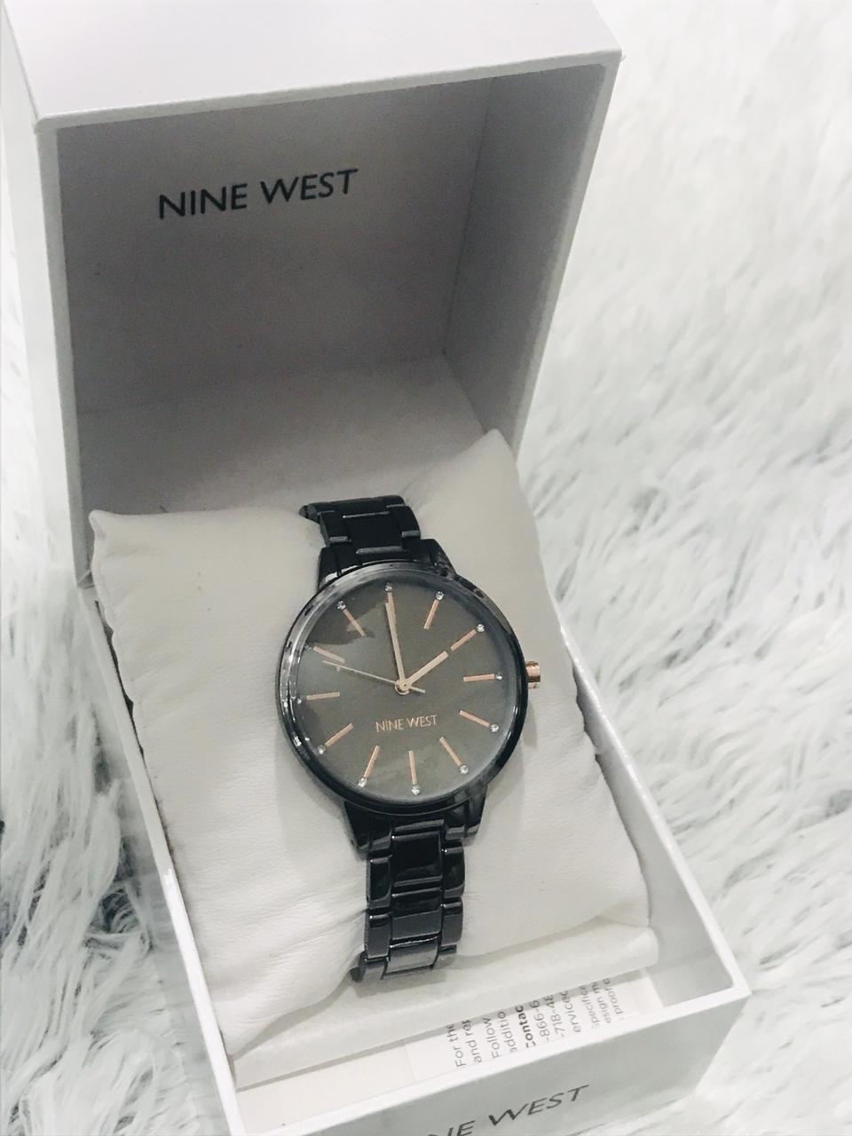 Y204H - NINE WEST WATCH - BLACK/ ROSE GOLD DIAL