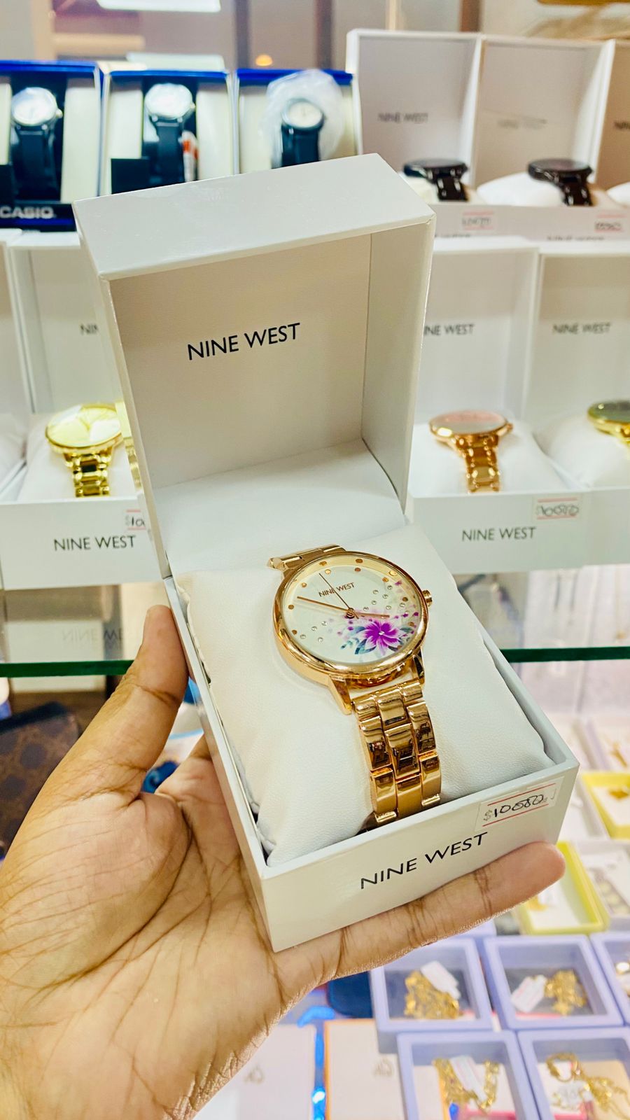 Y160C - NINE WEST WATCH - FLORAL / ROSE GOLD