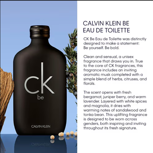F03C CALVIN KLEIN BE MEN 6.7 OZ. EDT COLOGNE