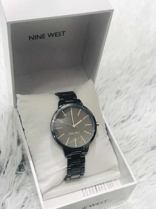 Y204H - NINE WEST WATCH - BLACK/ ROSE GOLD DIAL