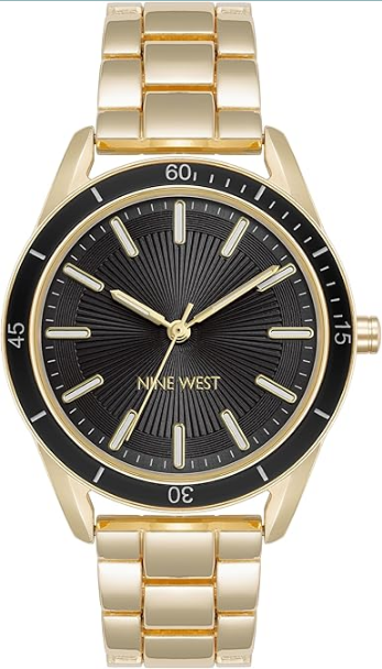 NINE WEST WOMEN WATCH - GOLD AND BLACK