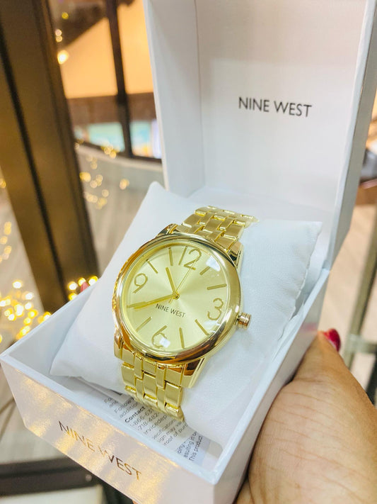 AA10T NINE WEST WATCHES - BROAD GOLD - 15 DAYS WARRANTY