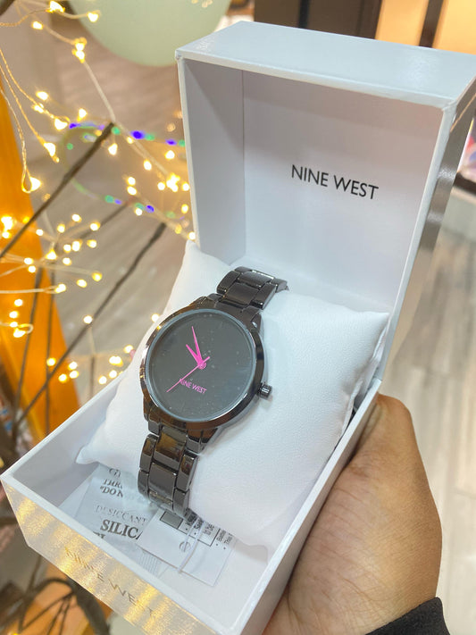 NINE WEST WOMEN WATCH - BLACK AND PINK